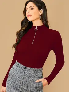 Dream Beauty Fashion Maroon High Neck Top