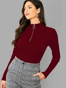 Dream Beauty Fashion Women Ribbed Round Neck  Long Sleeves Top