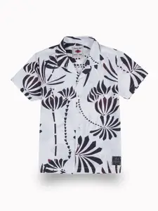 Gini and Jony Boys Comfort Fit Cuban Collar Floral Printed Cotton Casual Shirt