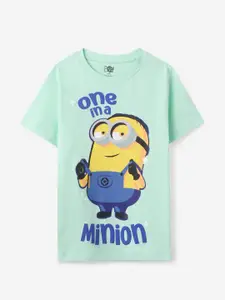 The Souled Store Boys Minions Typography Printed Round Neck Cotton T-shirt