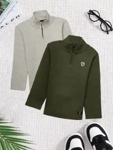 BAESD Boys Pack Of 2 High Neck Pure Cotton Sweatshirt