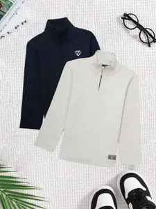 BAESD Boys Pack Of 2 Self Design High Neck Sweatshirt