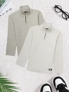 BAESD Boys Pack Of 2 High Neck Pure Cotton Sweatshirt