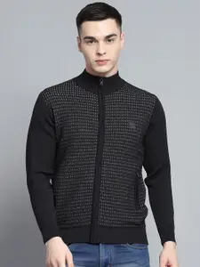Monte Carlo Men Self Design Mock Collar Open-Front Sweaters