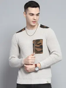 Monte Carlo Men Animal Woollen Pullover with Zip Detail Detail
