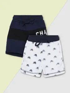 max Boys Pack Of 2 Conversational Printed Mid-Rise Shorts