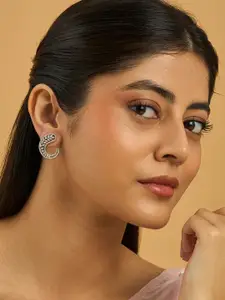 Kushal's Fashion Jewellery Rhodium Plated Zircon Embellished Bridal Adjustable Finger Ring