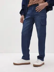 The Roadster Life Co. Men Relaxed Fit Mid-Rise Light Fade Cargo Style Jeans