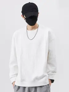 StyleCast Men Round Neck Self Design Sweatshirt