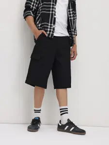 The Roadster Life Co. Men Waffle Knit Pure Cotton Baggy Fit Cargo-Style Skater Shorts