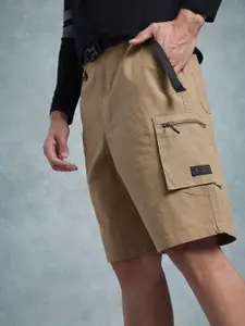 The Roadster Life Co. Men Relaxed Fit Pure Cotton Cargo Shorts with Buckle Closure