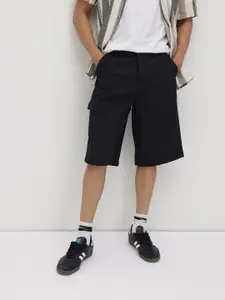 The Roadster Life Co. Men Waffle Knit Pure Cotton Baggy Fit Cargo-Style Skater Shorts