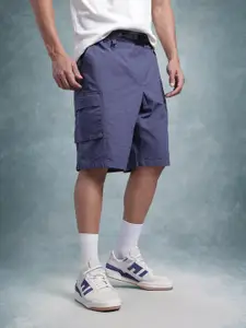 The Roadster Life Co. Men Relaxed Fit Pure Cotton Cargo Shorts with Buckle Closure