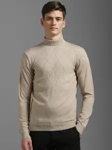 Louis Philippe Men Self Design Turtle Neck Pullover