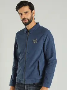 Indian Terrain Men Spread Collar Solid Cotton Casual Insulator Bomber Jacket