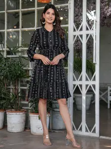 BAESD Shirt Collar Printed Dress