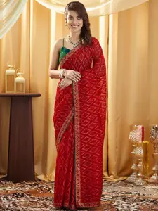 Satrani Bandhani Pure Georgette Saree