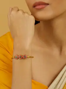 Kushal's Fashion Jewellery Ruby-Green Gold-Plated Antique Kada