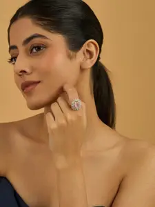 Kushal's Fashion Jewellery Rose Gold-Plated CZ Stone Embellished Bridal Jewellery Set