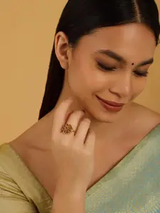 Kushal's Fashion Jewellery Gold-Plated Antique Finger Ring