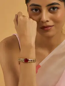 Kushal's Fashion Jewellery Embellished BridalVictorian Zircon Diamond Bangle-Style Bracelet