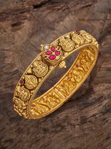 Kushal's Fashion Jewellery Embellished Bridal Red & White Gold-Plated Temple Bangle