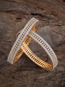 Kushal's Fashion Jewellery Set Of 2 Gold-Plated Cubic Zircon Embellished Bridal Bangles