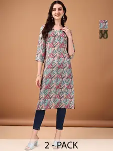 Anouk Rustic Women Pack Of 2 Printed Straight Kurta