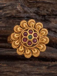 Kushal's Fashion Jewellery Gold Plated Antique Finger Ring