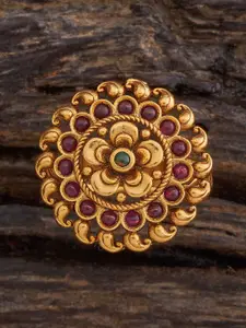 Kushal's Fashion Jewellery Gold Plated Artificial Stones Studded Finger Ring