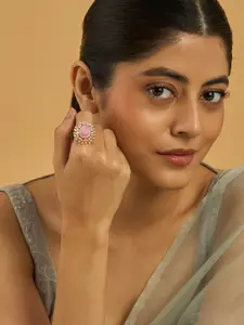 Kushal's Fashion Jewellery Embellished Bridal Rhodium-Plated Dome Shaped Jhumkas