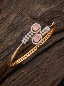 Kushal's Fashion Jewellery Pink Rhodium-Plated Party Zircon Bangle