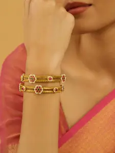 Kushal's Fashion Jewellery Gold-Plated Antique Bangle