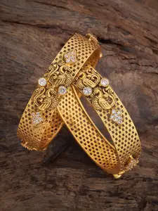 Kushal's Fashion Jewellery Embellished Bridal Gold-Plated Handcrafted Set of 2 Bangles