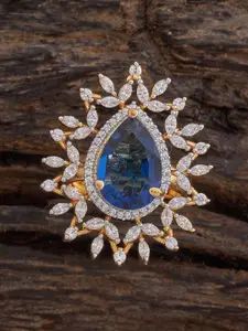 Kushal's Fashion Jewellery Ruby Rhodium Gold-Embellished Bridal Party Zircon Pendant Set