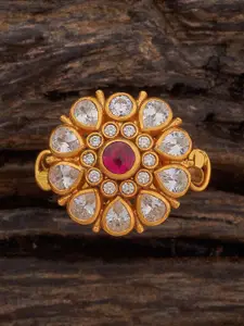 Kushal's Fashion Jewellery Embellished Bridal 92.5 Silver Zircon Temple Finger Ring