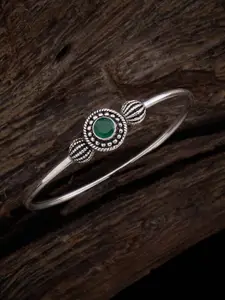 Kushal's Fashion Jewellery Green Silver-Plated Ethnic Sterling Silver Temple Bangle