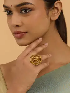 Kushal's Fashion Jewellery Women Gold-Plated Antique Finger Ring
