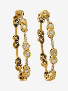 Kushal's Fashion Jewellery Embellished Bridal Victorian Plated Party Kundan Bangles