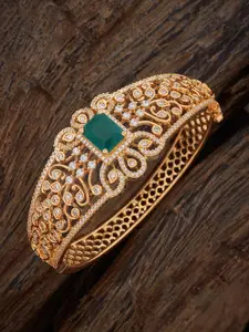 Kushal's Fashion Jewellery Green Gold-Plated Zircon Kada