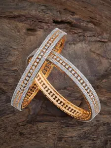 Kushal's Fashion Jewellery Set Of 2 Gold-Plated Cubic Zircon Embellished Bridal Bangles