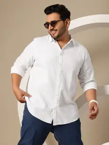 Sztori Plus Size Pure Cotton Textured Casual Shirt