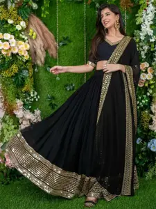 KALINI Embroidered Semi-Stitched Lehenga & Unstitched Blouse With Dupatta