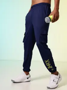 HRX by Hrithik Roshan Men Rapid-Dry Retro Brand Logo Printed Training Cargo Joggers
