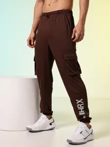 HRX by Hrithik Roshan Men Rapid-Dry Retro Brand Logo Printed Training Cargo Joggers