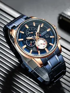 Curren Men Brass Dial & Stainless Steel Chronograph Analogue Watch CR-8362-Blue