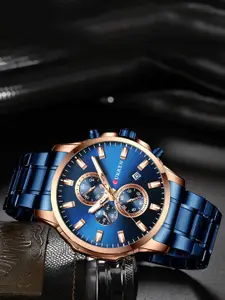 Curren Men Brass Dial & Stainless Steel Wrap Around Analogue Watch CR-8348-BLUChngph