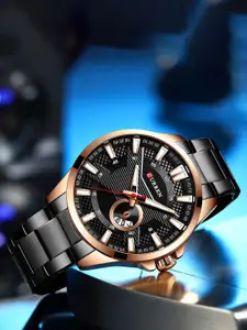 Curren Men Round Dial Wrap Around Straps Analogue Watch CR-8372-Black