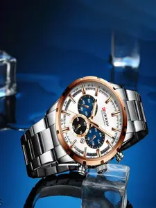 Curren Men Brass Dial & Stainless Steel Straps Analogue Watch  CR-8355