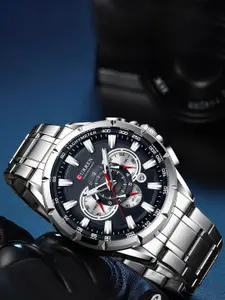 Curren Men Brass Dial & Stainless Steel Wrap Around Straps Watch CR-8363-Silver Blu